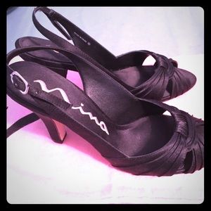 Beautiful Satin Sling back peep toe like new